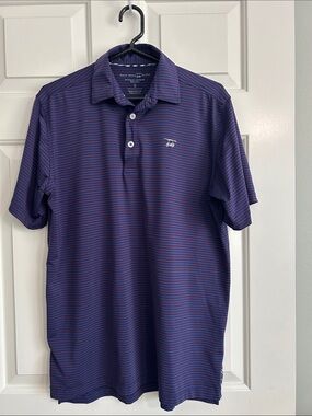 Striped Performance Polo in Deep Purple